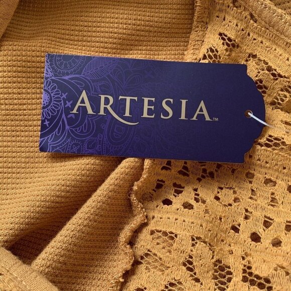 Artesia Women’s Small Mustard Yellow Lace Long Sleeve Top New - Picture 10 of 12